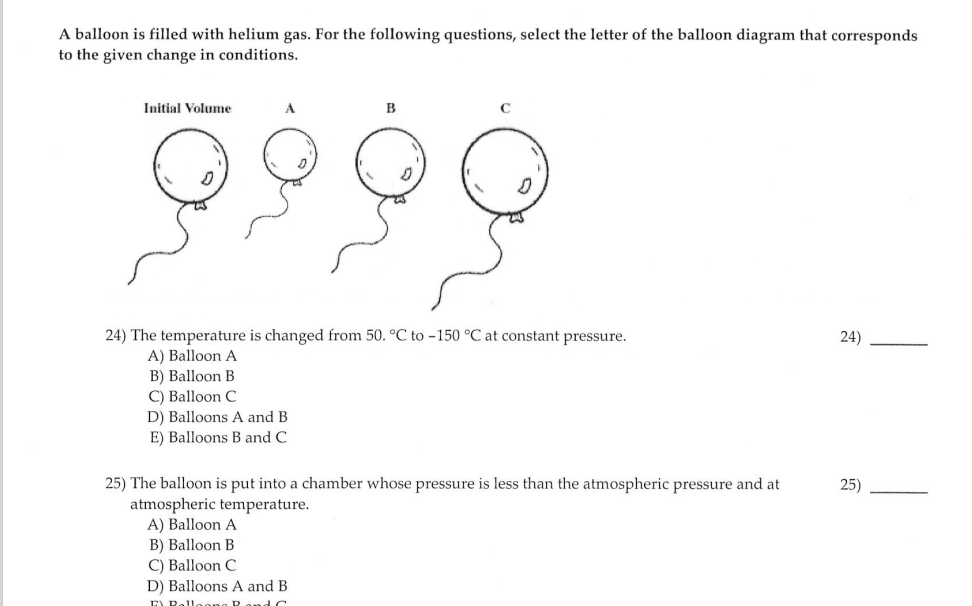Solved A Balloon Is Filled With Helium Gas. For The | Chegg.com