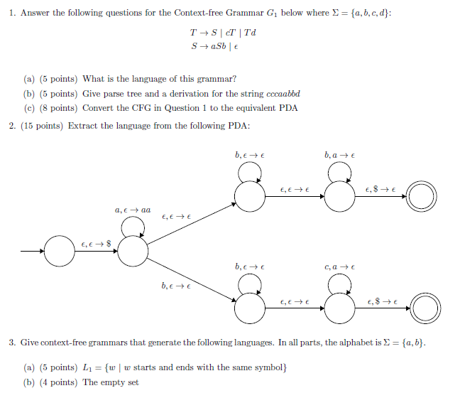 Solved 1. Answer the following questions for the | Chegg.com
