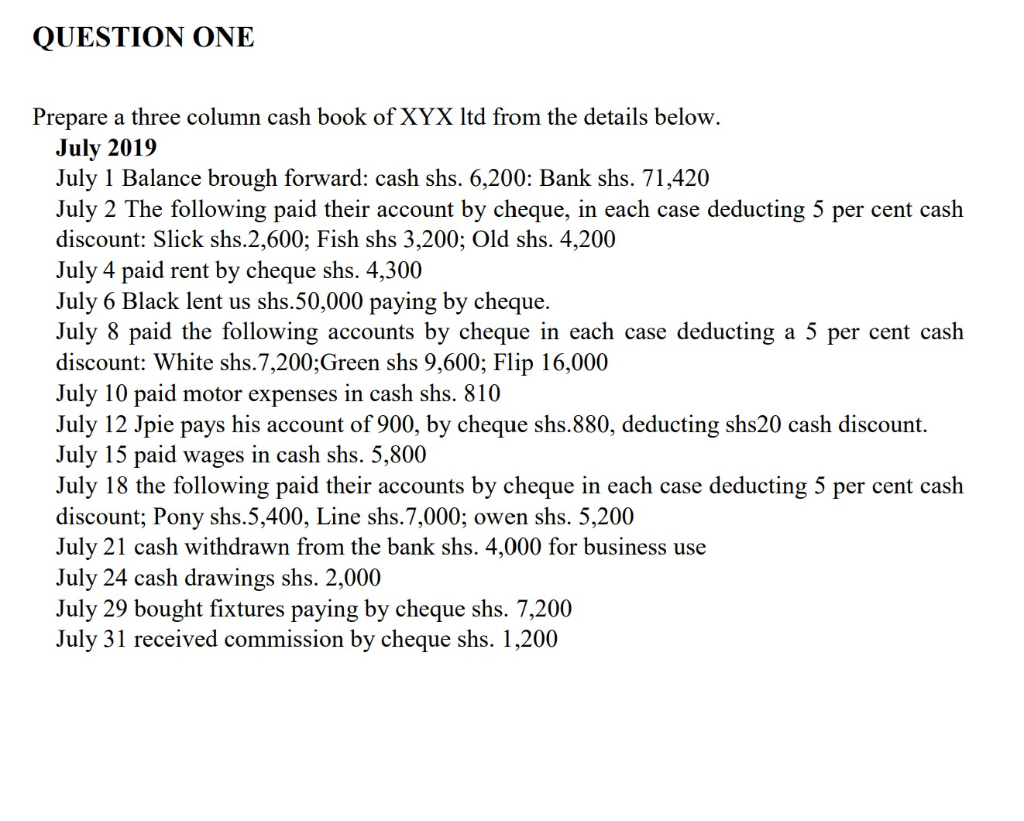 How Do You Write A Three Column Cash Book