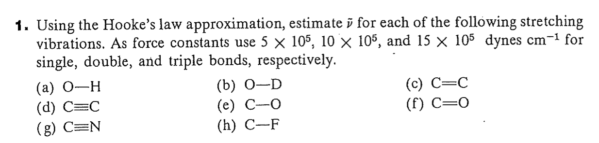 Solved 1 Using The Hooke S Law Approximation Estimate O Chegg Com