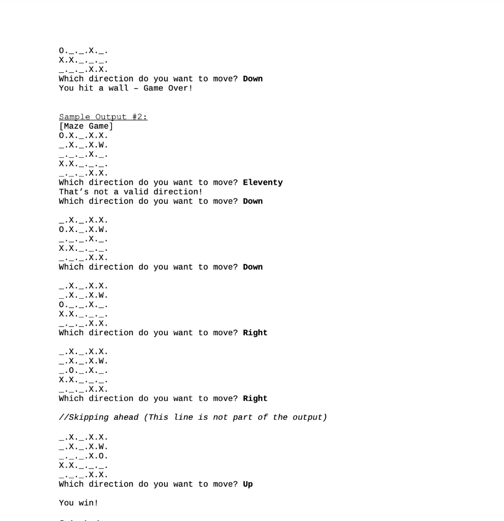 Solved Assignment 5B: Maze Game! 2D Arrays can be used to | Chegg.com