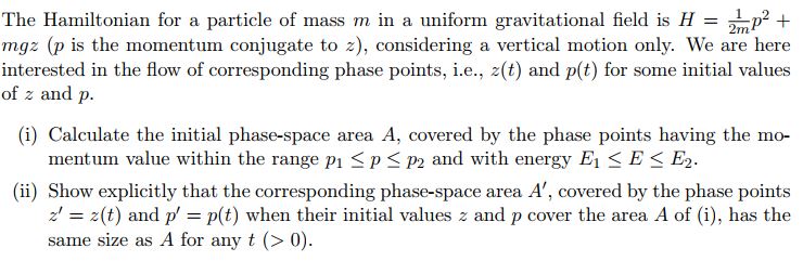 Solved The Hamiltonian for a particle of mass m in a uniform | Chegg.com