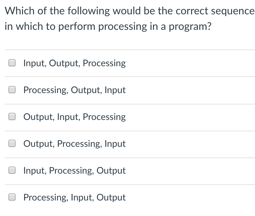 Solved Which of the following would be the correct sequence | Chegg.com