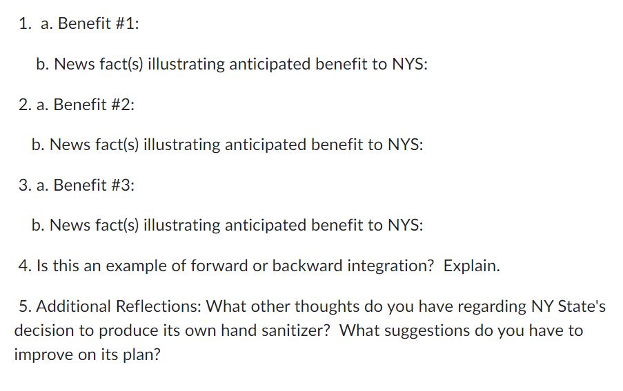 Solved 1. a. Benefit \#1: b. News fact(s) illustrating | Chegg.com