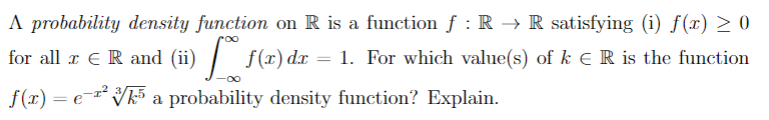 Solved A probability density function on R is a function f | Chegg.com