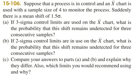 Solved 15-106. Suppose that a process is in control and an X | Chegg.com