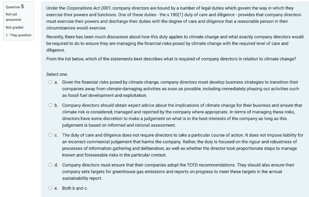 Solved Under the Corporations Act 2001, company directors | Chegg.com