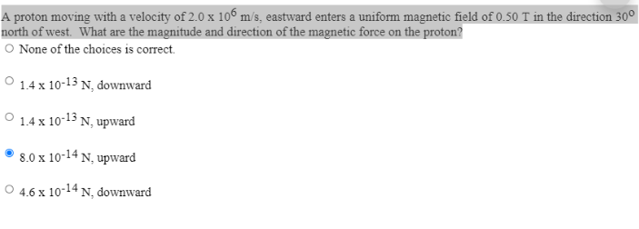 Solved A Proton Moving With A Velocity Of 20 X 106 Ms 4790