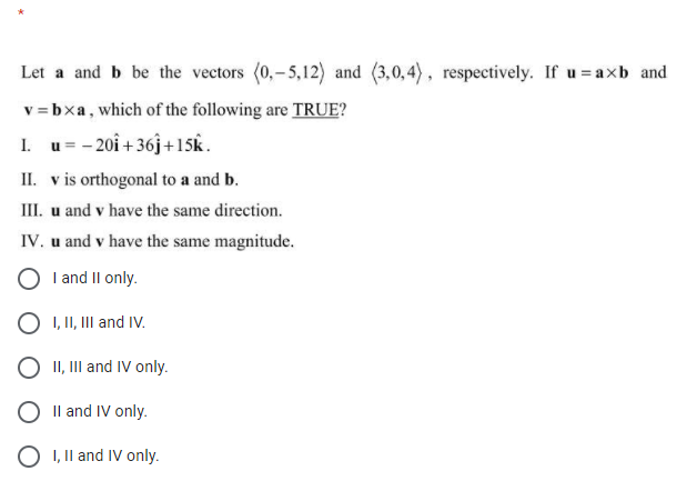 Solved Let A And B Be The Vectors (0, -5,12) And (3,0,4), | Chegg.com