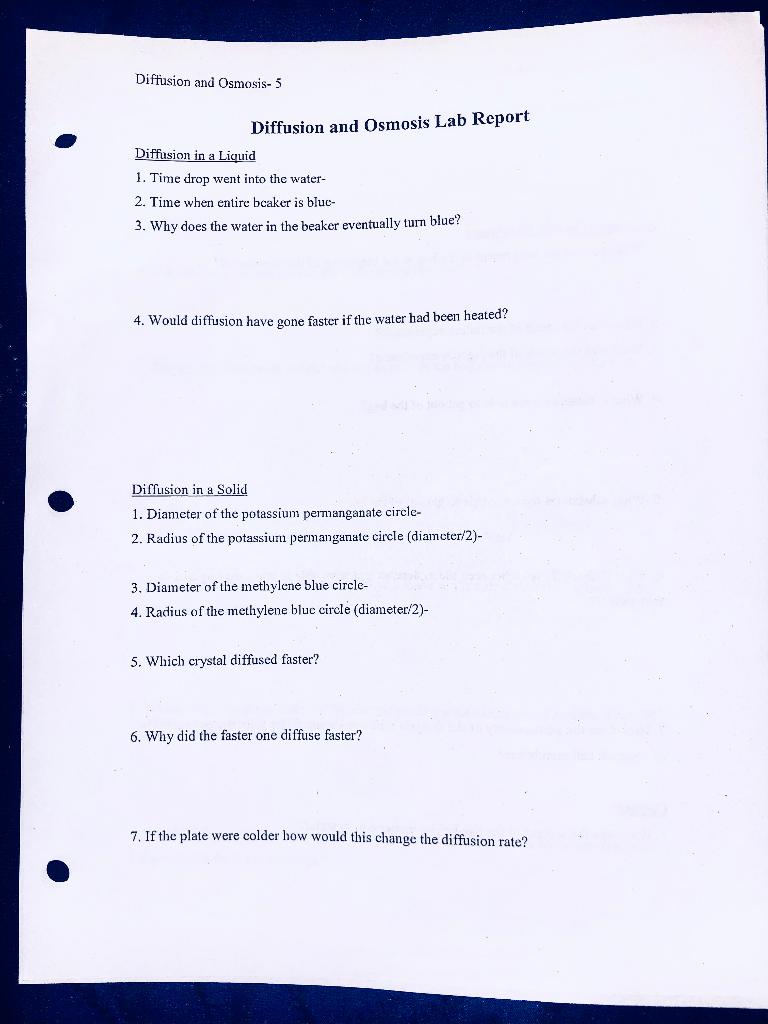 Diffusion and Osmosis 5 Diffusion and Osmosis Lab