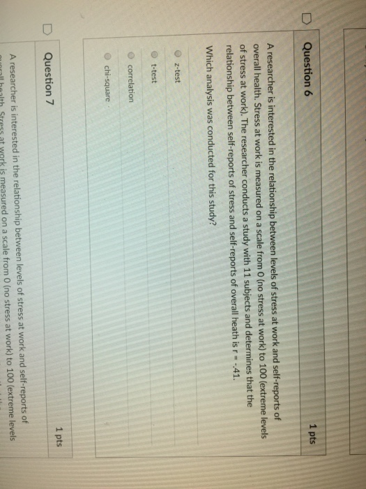 Solved D Question 6 1 pts A researcher is interested in the | Chegg.com