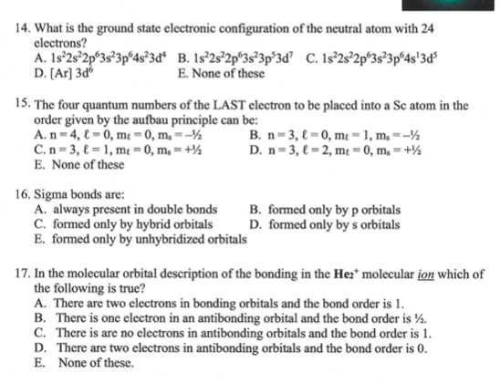 Solved 14 What Is The Ground State Electronic Configurat Chegg Com