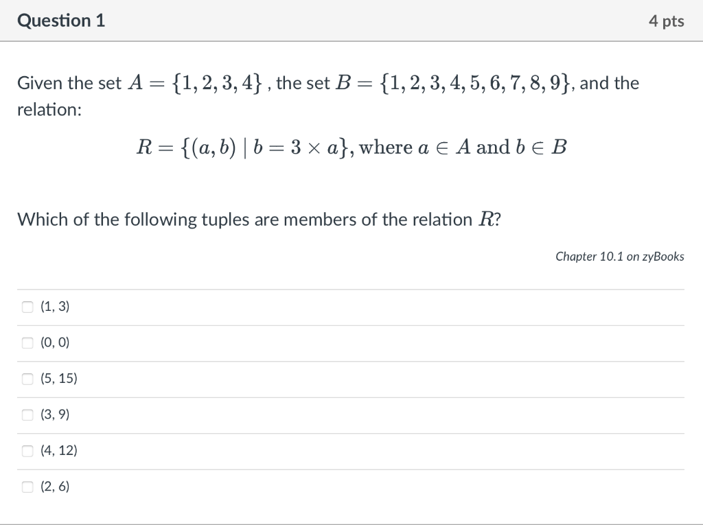Solved Given the set A={1,2,3,4}, the set | Chegg.com