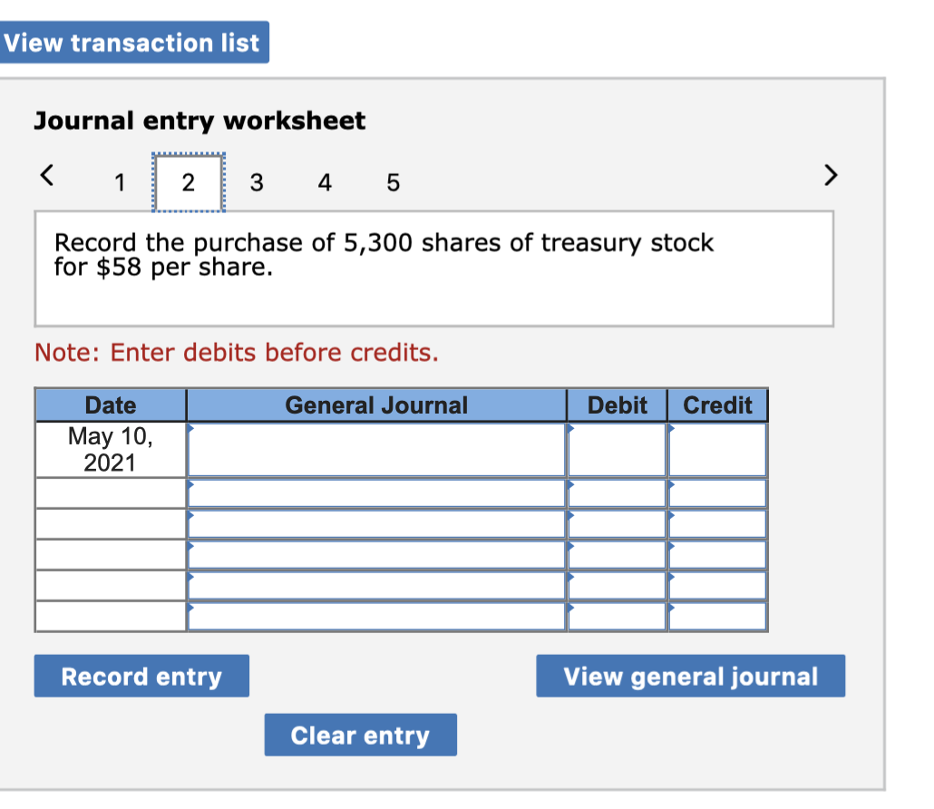 Solved Exercise 10 9 A Record Common Stock Treasury Stock