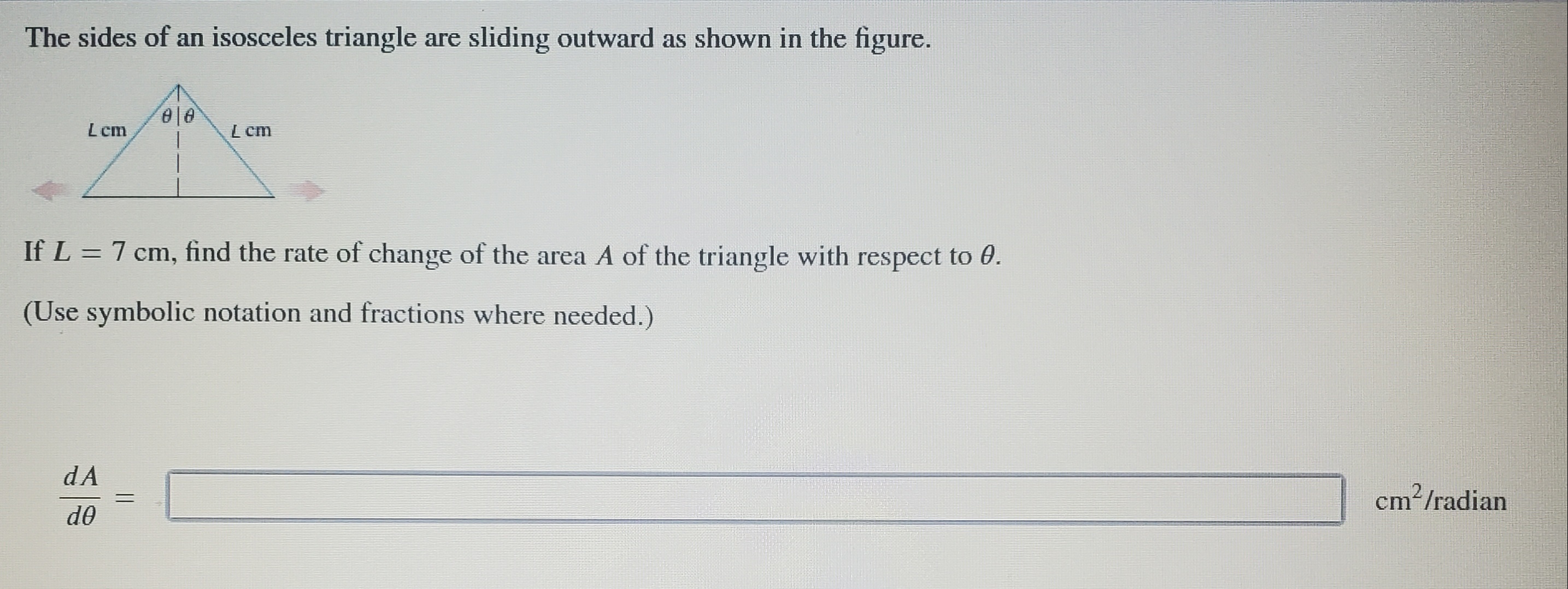 Solved The sides of an isosceles triangle are sliding
