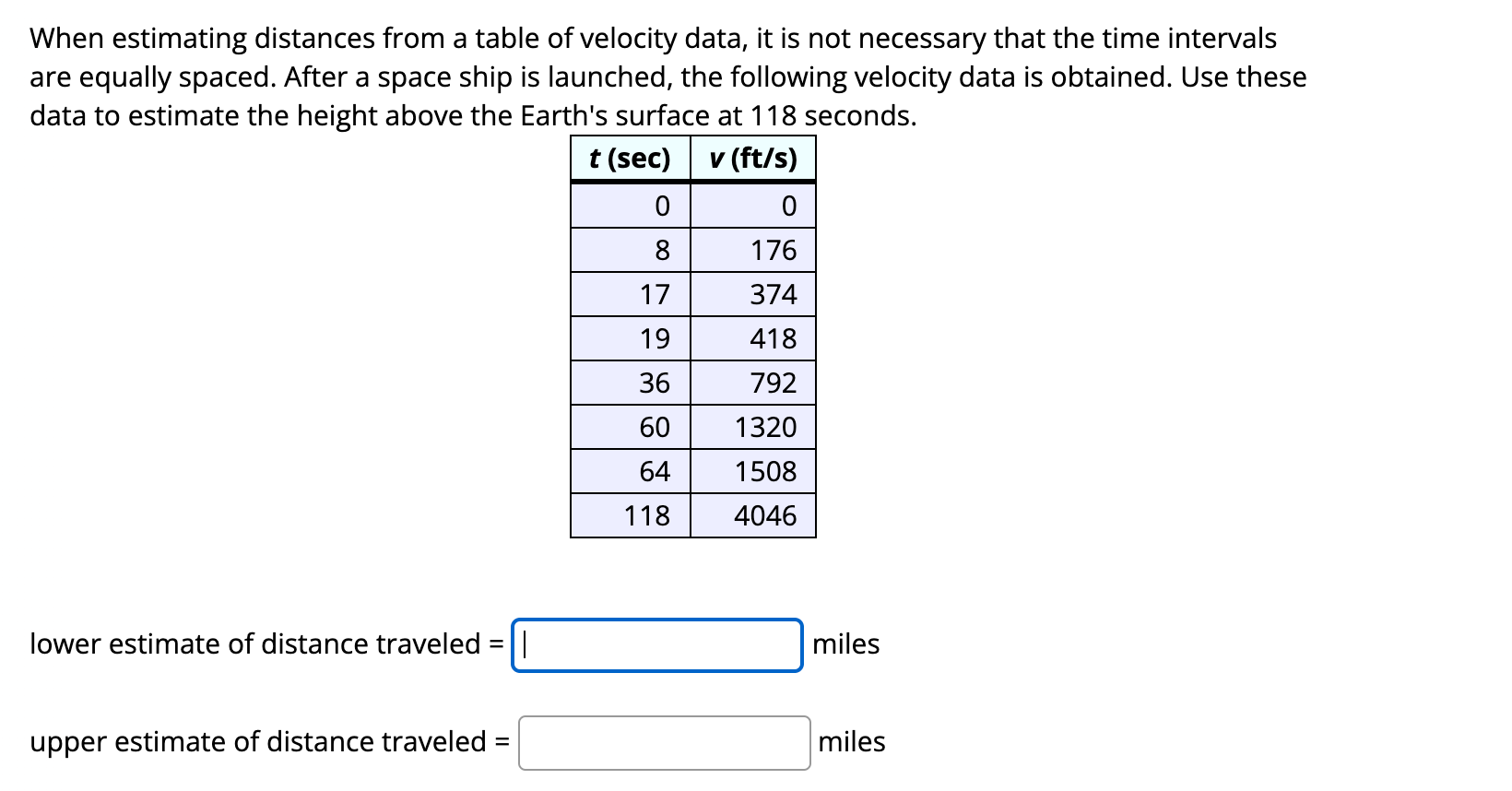 solved-when-estimating-distances-from-a-table-of-velocity-chegg