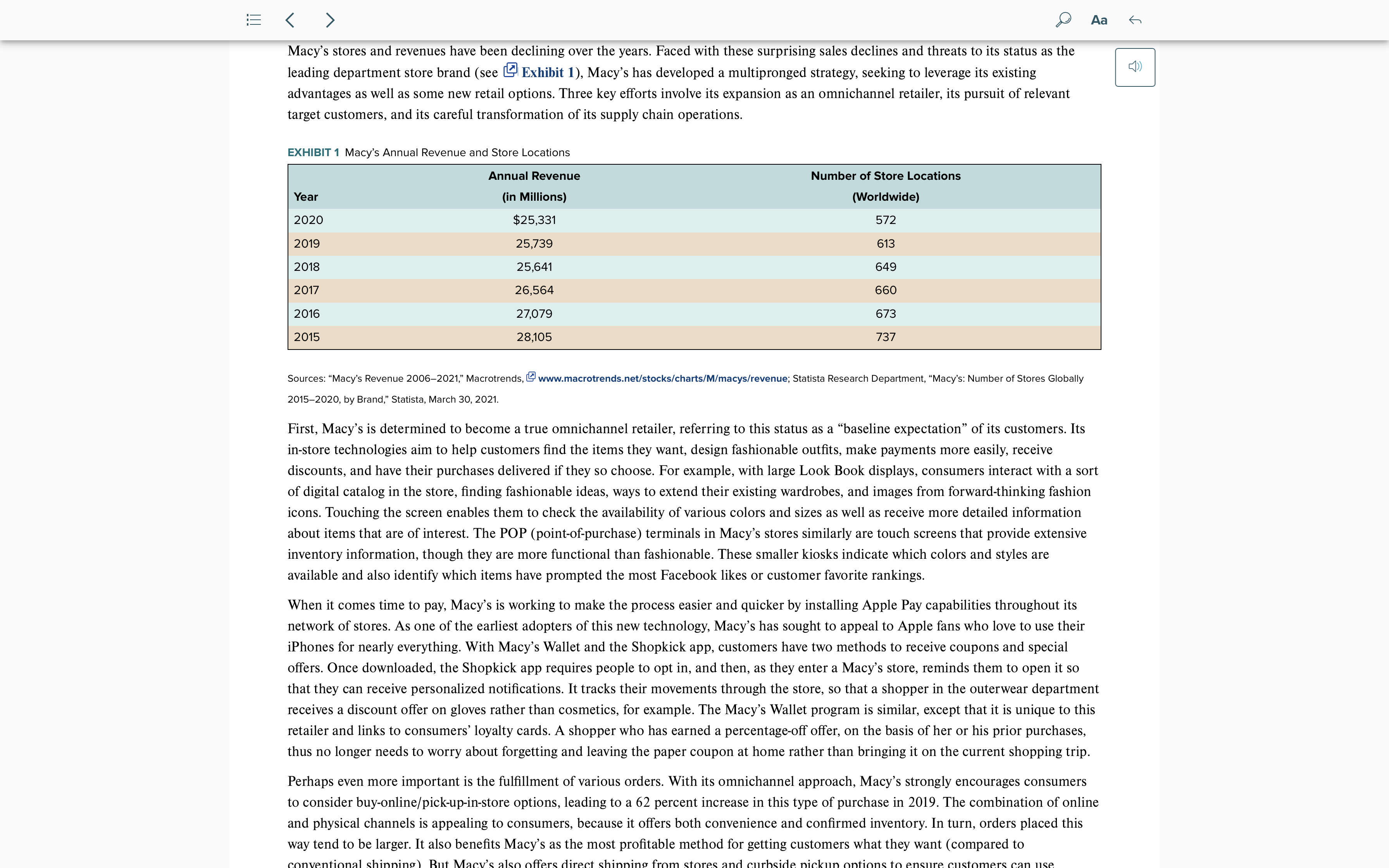 Solved Macy's stores and revenues have been declining over