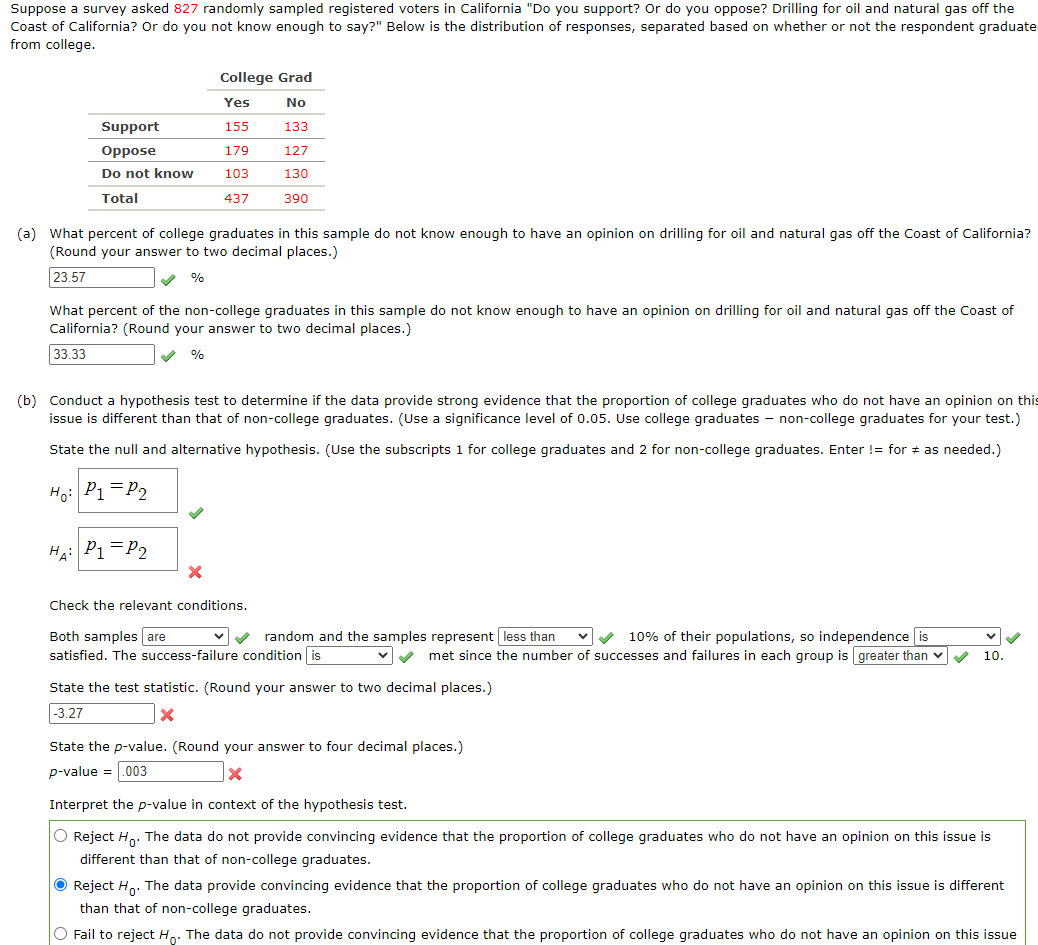 Solved Suppose A Survey Asked 827 Randomly Sampled | Chegg.com