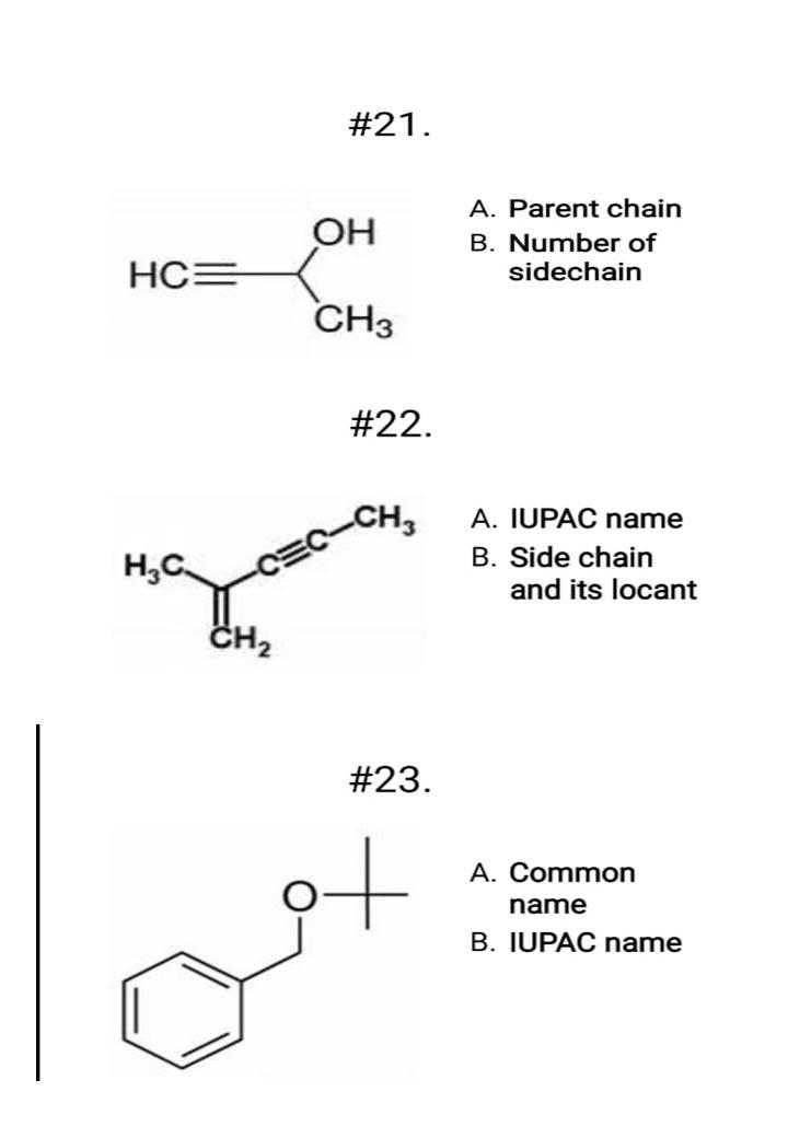 Solved #21. OH A. Parent chain B. Number of sidechain HC= | Chegg.com
