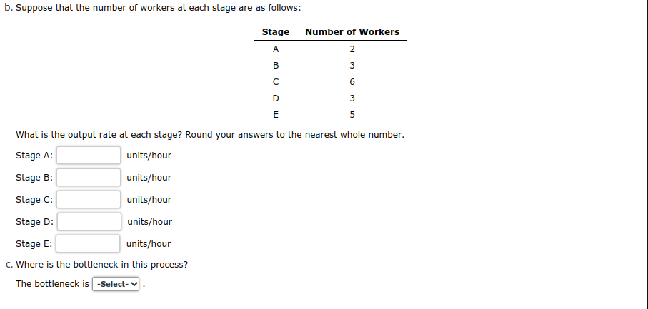 Solved b. Suppose that the number of workers at each stage | Chegg.com