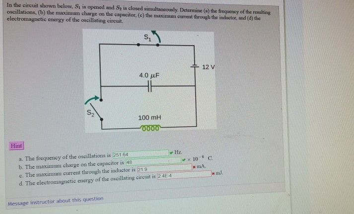Solved In the circuit shown below, Sy is opened and S2 is | Chegg.com