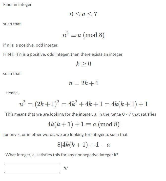 Solved Find an integer 0