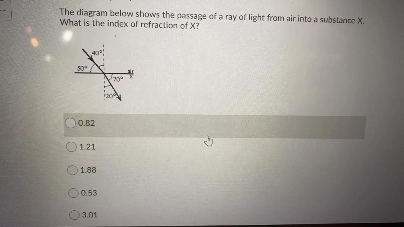 Solved The diagram below shows the passage of a ray of light | Chegg.com