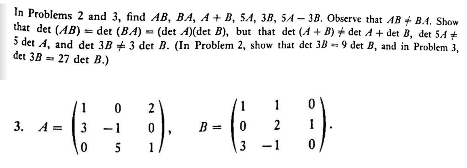 Solved In Problems 2 And 3 Find Ab Ba A B 5a 3b 5a−3b