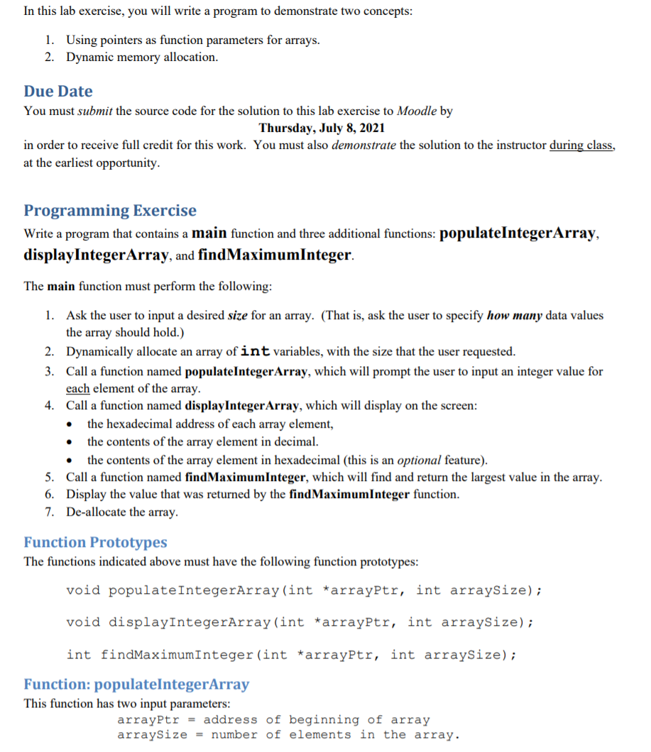 Solved In this lab exercise, you will write a program to | Chegg.com