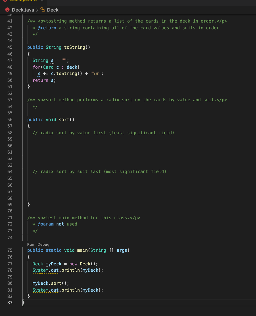 Solved You need to design and add code for the sort method | Chegg.com