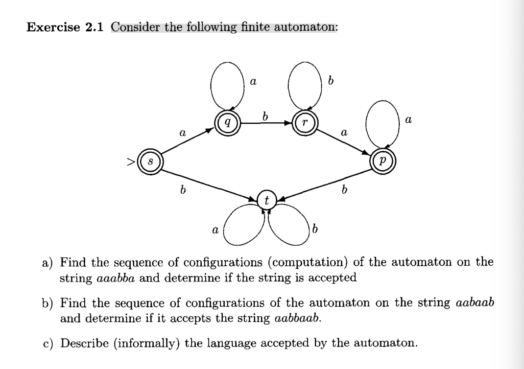 Solved Exercise 2.1 Consider The Following Finite Automaton: | Chegg.com