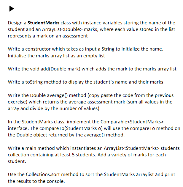 Solved Design a StudentMarks class with instance variables | Chegg.com