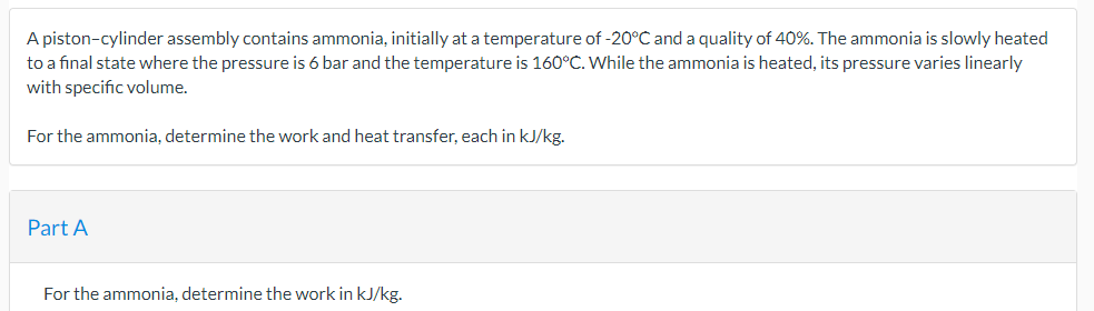 Solved A piston-cylinder assembly contains ammonia, | Chegg.com