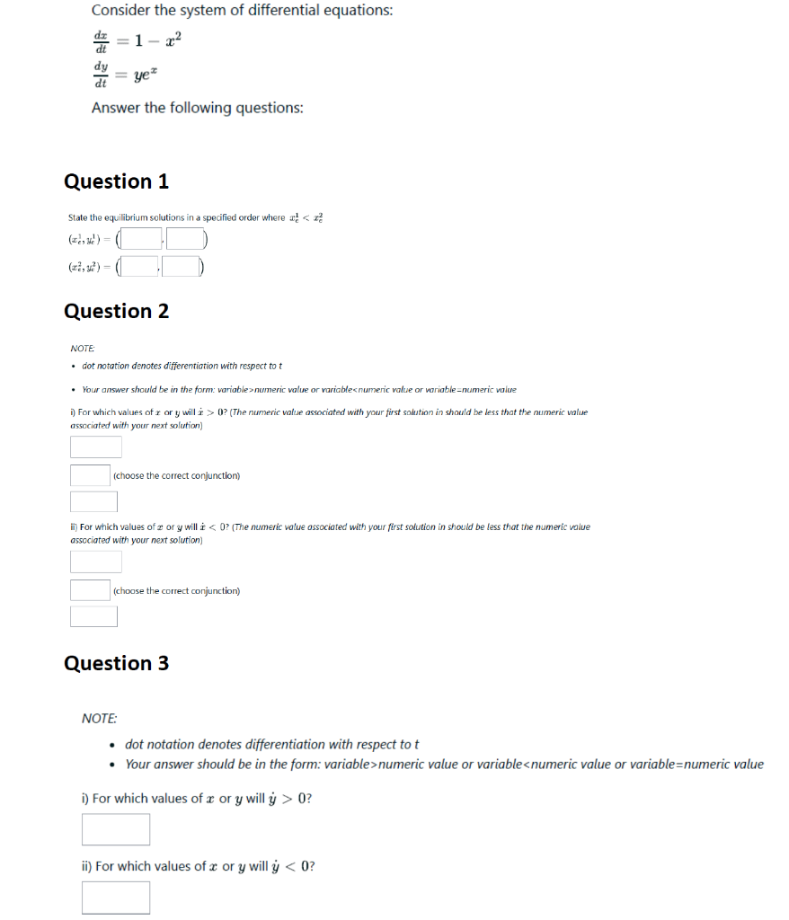 Solved Consider the system of differential equations: | Chegg.com