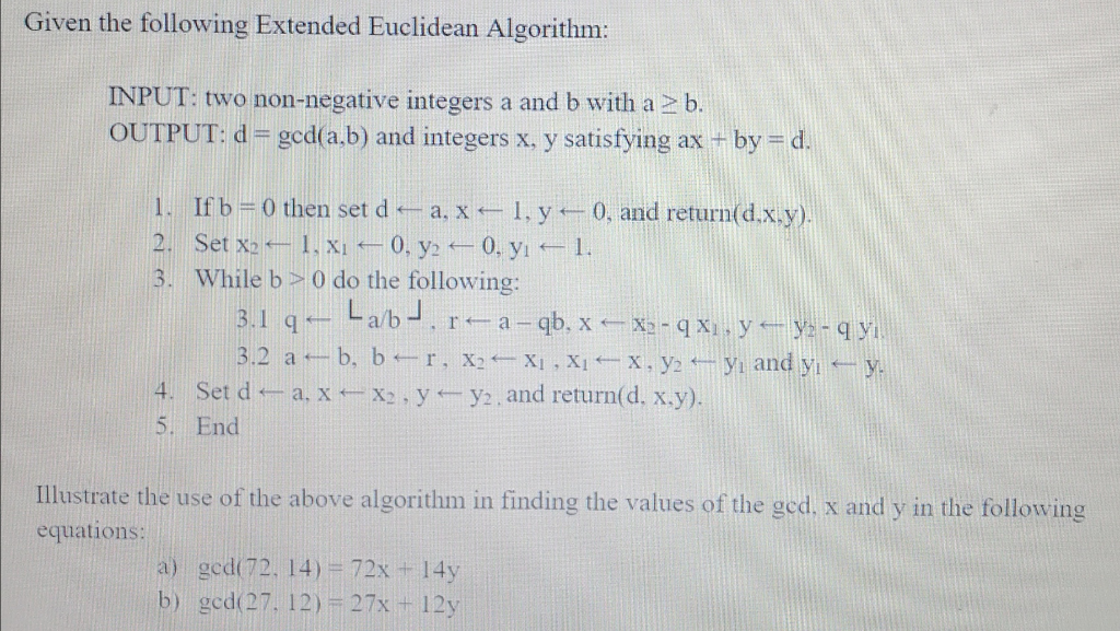 Solved Given The Following Extended Euclidean Algorithm: | Chegg.com