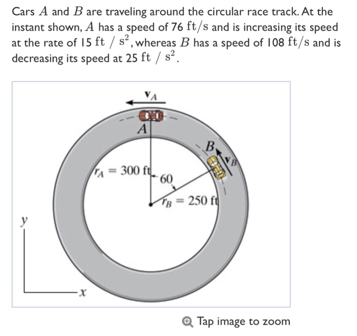 Solved Cars A and B are traveling around the circular race
