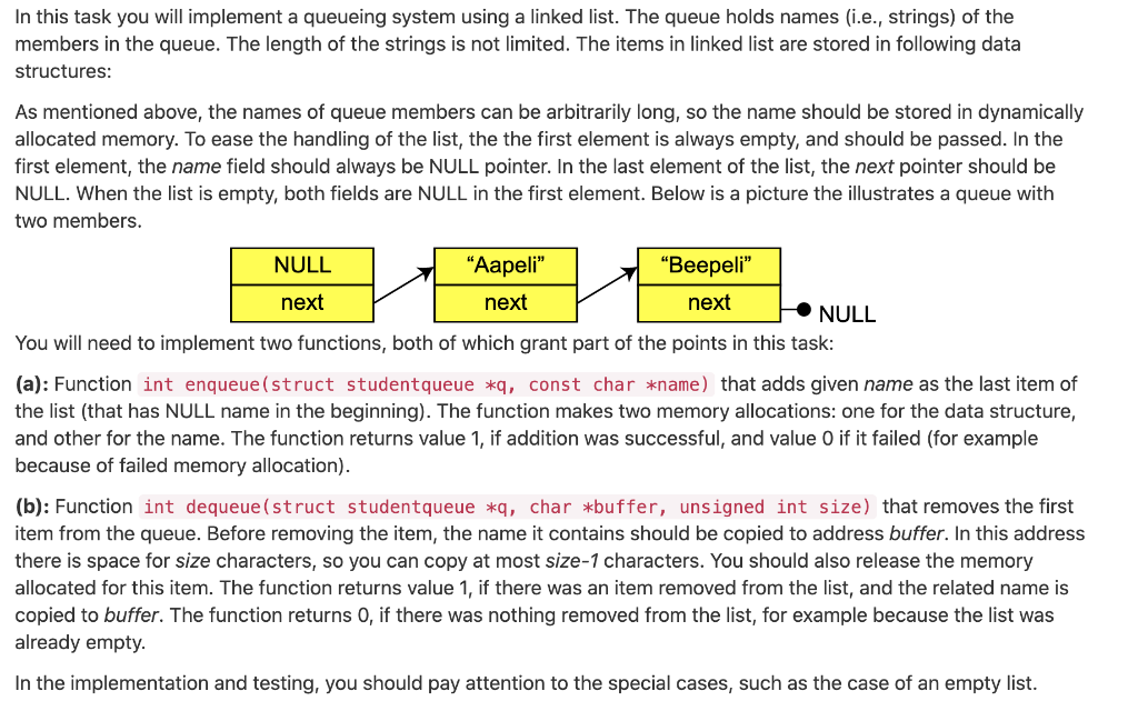 Solved In this task you will implement a queueing system | Chegg.com
