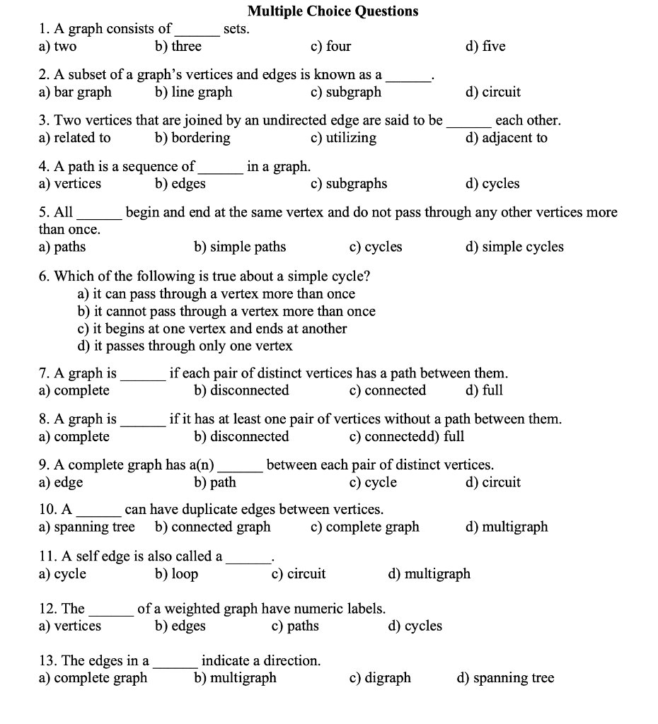 graphical representation of data multiple choice questions and answers