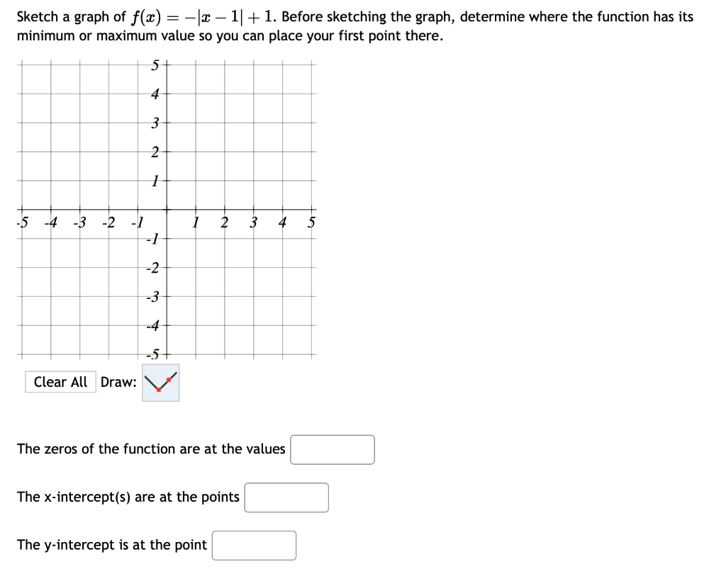 Solved Sketch a graph of f(x)=−∣x−1∣+1. Before sketching the | Chegg.com