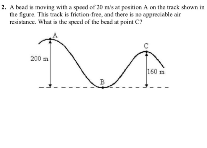Friction Bead Problem Solved 2. A bead is moving with a speed of 20 m/s at | Chegg.com