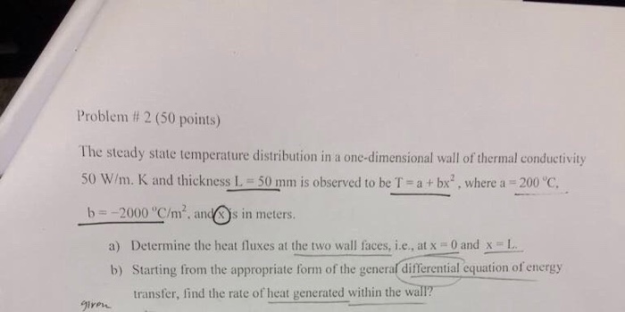 Solved Problem # 2 (50 points) The steady state temperature | Chegg.com