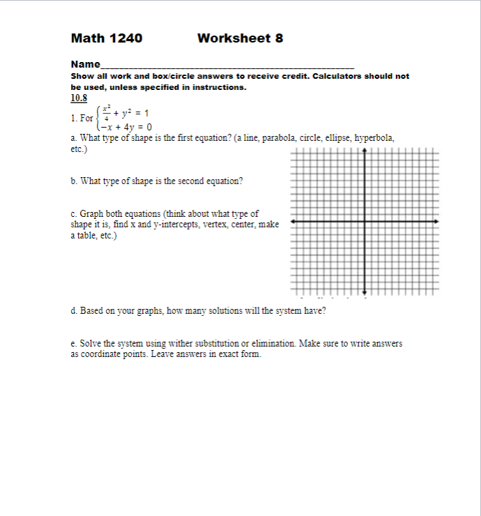 Solved Name Show all work and box/circle answers to receive