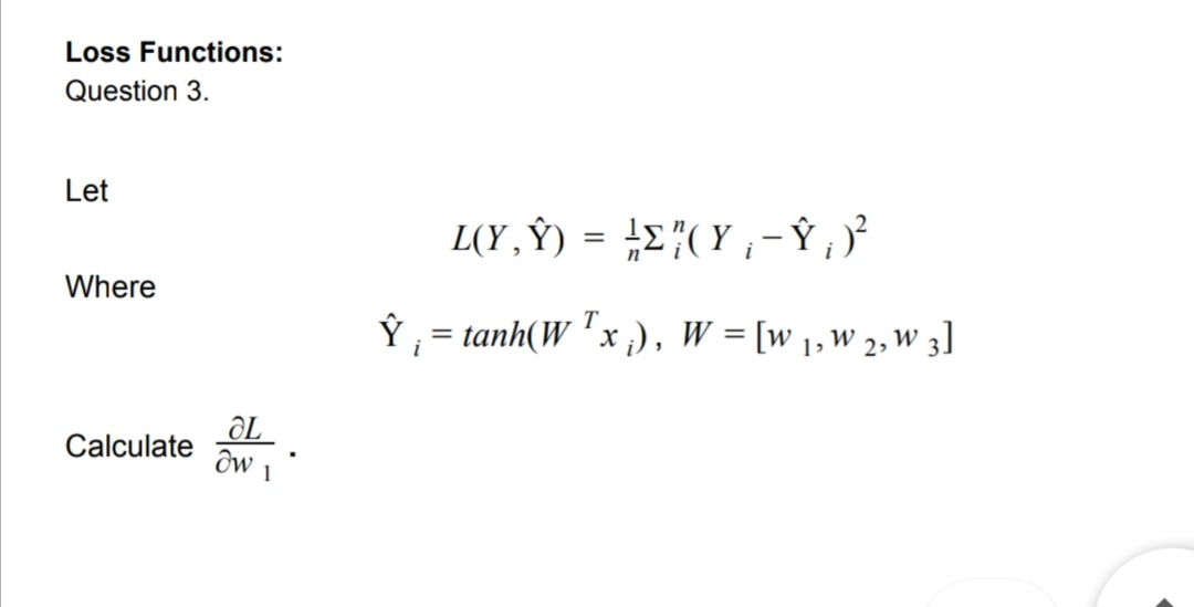 Solved Loss Functions Question 3 Let L Y I 2 Y Chegg Com