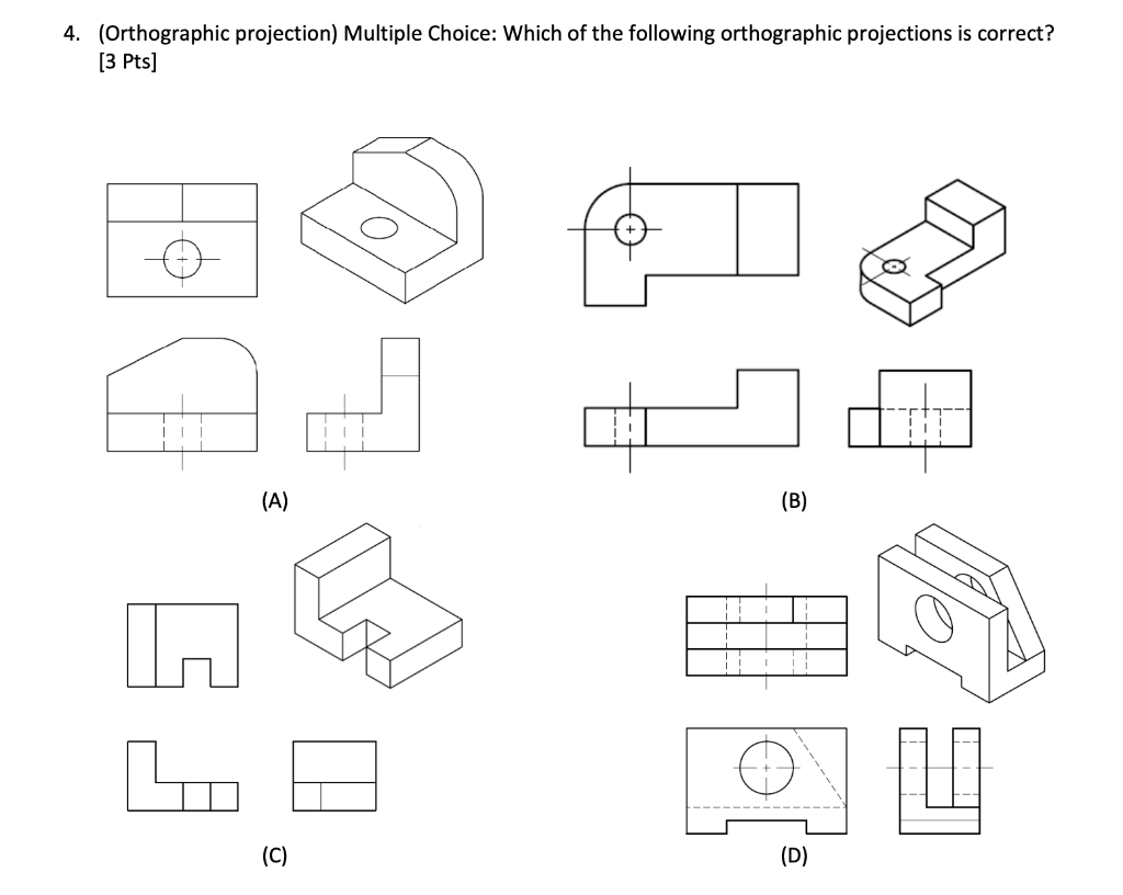 Solved 4. (Orthographic projection) Multiple Choice: Which | Chegg.com