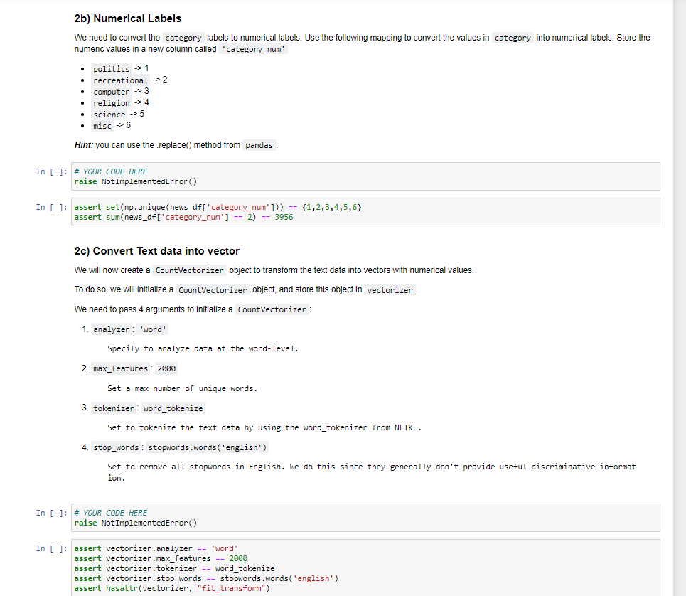 Solved 2b) Numerical Labels We need to convert the category | Chegg.com
