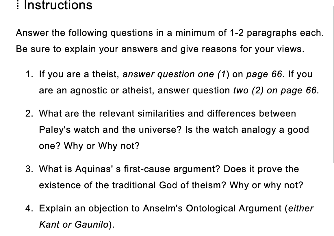 i Instructions Answer the following questions in a Chegg com