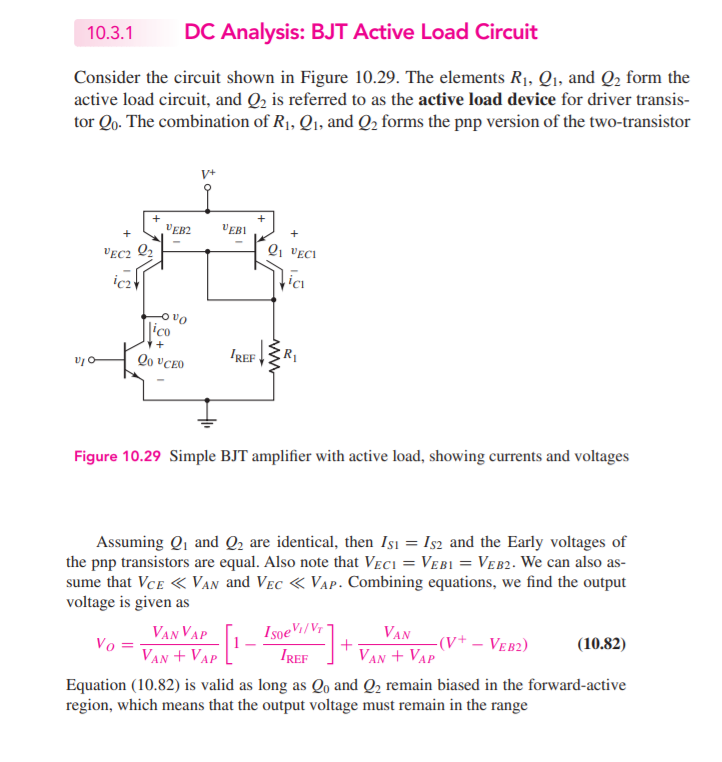 Solved 10.3.1 DC Analysis BJT Active Load Circuit Consider