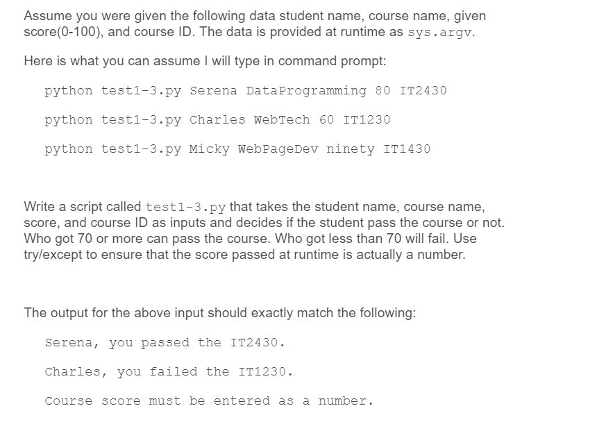 Solved Assume you were given the following data student | Chegg.com