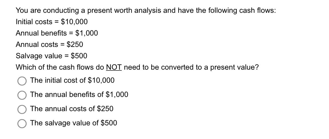 Solved You are conducting a present worth analysis and have | Chegg.com