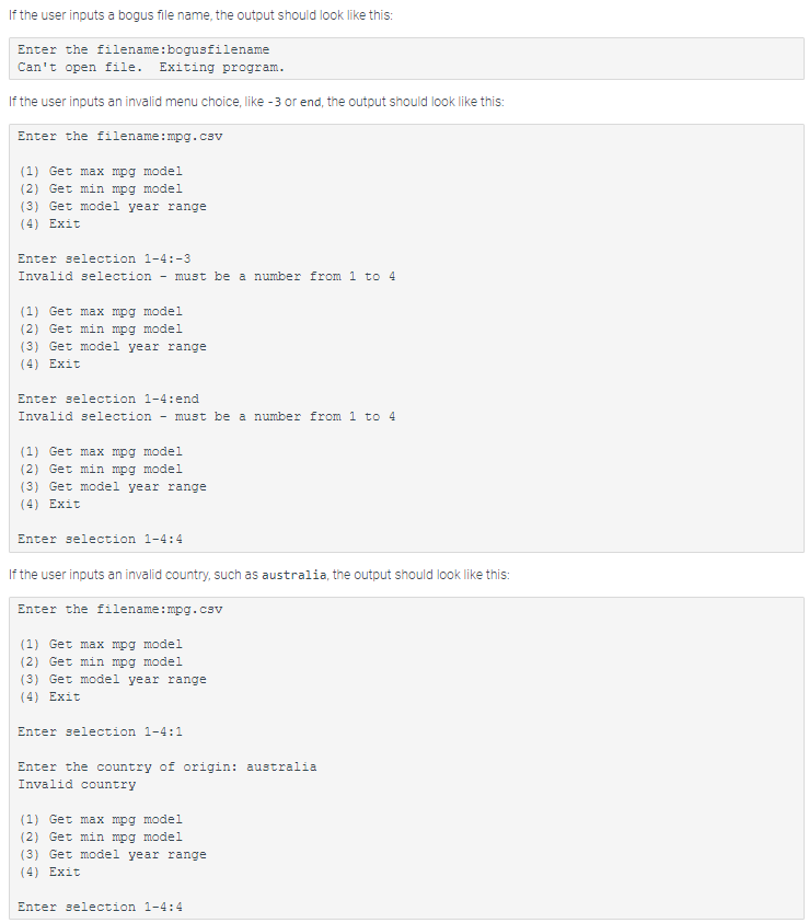 in python, the link of the mpg.csv files will be in | Chegg.com